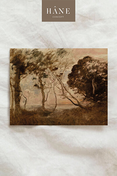 Hane Concept Vintage Abstract Woodiness Poster, Expressive Forest and Sunset ...