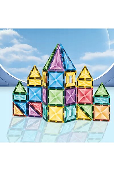 Lemon Set de construcție magnetic educativ cu autocolante colorate, 82 piese.