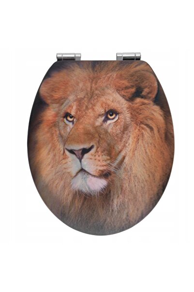 Wenko Scaun de toaletă WC cu motiv leu, oval, LEW, MDF