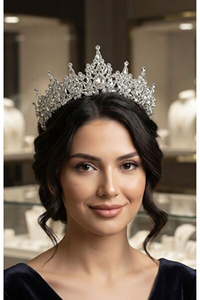 HOŞGÖR ACCESSORIES تاج الحنة المرصع بالأحجار وطراز الأميرة العروس
