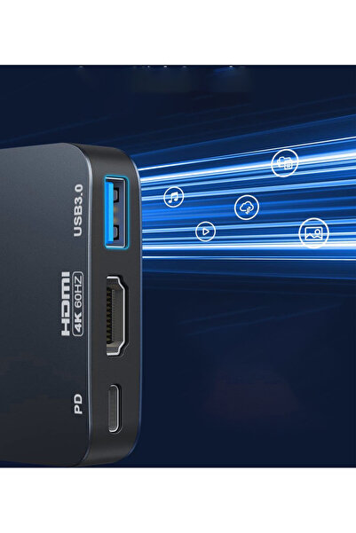 NO BRAND ADAPTOR HUB DIVIZOR USB-C 3 ÎN 1 HDMI 4K PD