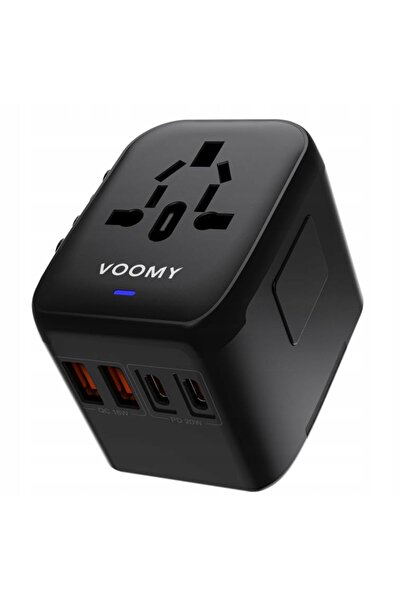 VOOMY Adaptor universal de priză - 170+ țări, 20W, 2 USB-C și 2 USB-A, Negru