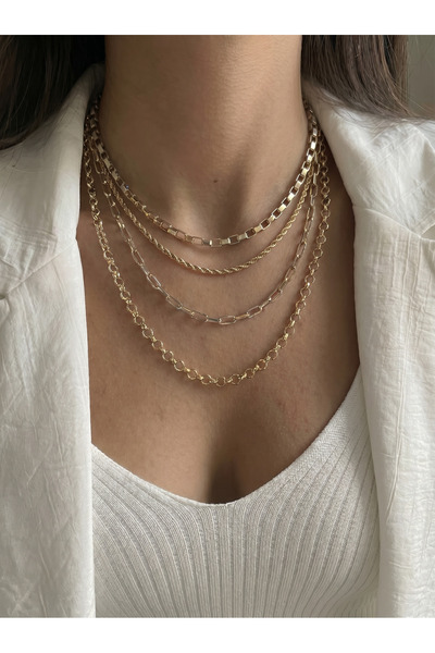 Gleemy accesories 4 Layered Gold Color Chain Necklace
