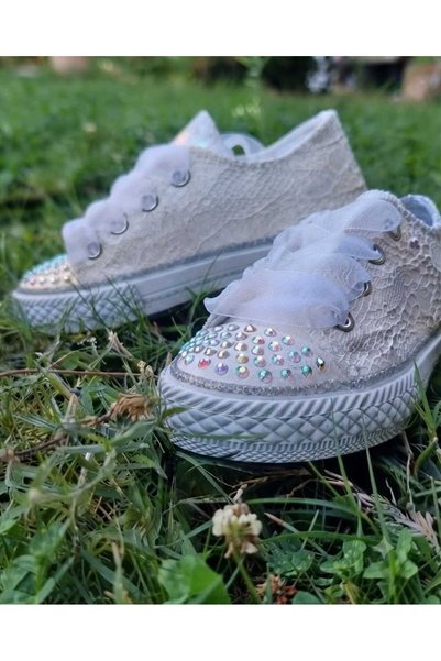 pediashoes Stone-Embellished Lace-Up Girls' Shoes, Girls' Orthopedic Daily Shoes
