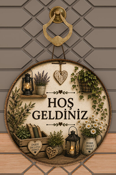 Dormot Home Welcome Written Bird and Garden Themed Round Door Ornament Digita...