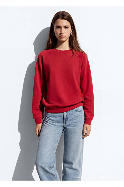 Mango Teen Pamuklu dikiş detaylı sweatshirt