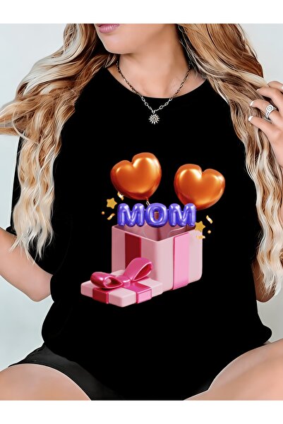 Ekim11 تي شيرت نسائي مع صندوق هدايا للأم بتصميم قلوب، ذو رقبة دائرية مريحة، م...
