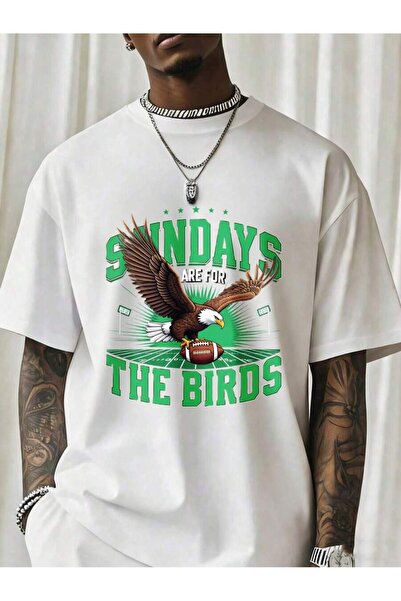 En22 تي شيرت رجالي أسود بتصميم نسر كرة القدم من Sundays The Birds، تي شيرت ري...