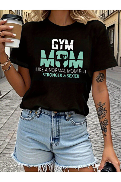 01THEONE LIKE A NORMAL MOM BUT STRONGER SEXIER Letter Print T-shirt, Short Sl...
