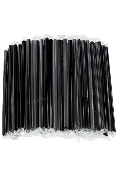 Duravel Black Plastic Drinking Straws, Individually Wrapped, 11mm x 210mm, 10...