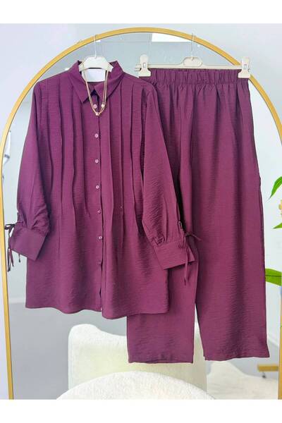 VOLT CLOTHİNG Pile Detaylı Gömlek Pantolonlu Takım