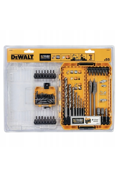 Dewalt DT70757 Set de burghie și biți pentru lemn și metal, 55 piese, carcasă...