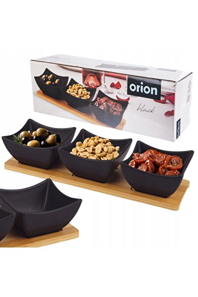 Orionis Boluri pentru Gustări Aperitive din Porțelan Negru ORION 31,5 cm 4 buc.