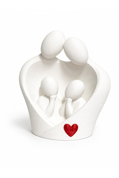 3dlink Statuetă Decorativă Familie cu Doi Copii – Sculptură Abstractă Albă cu...