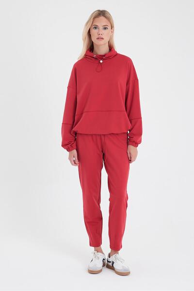VENA Women's Norah Relaxed Fit Sweatpants - Cherry