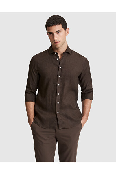 Pierre Cardin Cămașă maro 100% in, croială normală, cu mânecă lungă 50320945-...