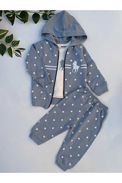KapsülBebek Hooded 3-Piece Baby Boy Set - 100% Cotton