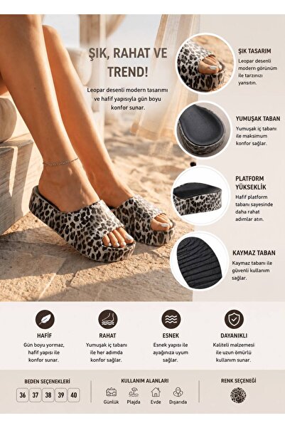 KANTEX Women's Leopard Patterned Thick Sole Lightweight Flexible Comfortable ...
