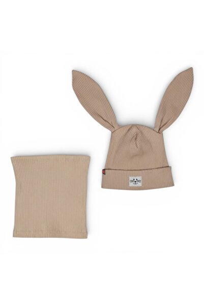 PANPAN BOYA Căciulă cu urechi + fular cu dungi, set pentru copii 2-7 ani, pri...