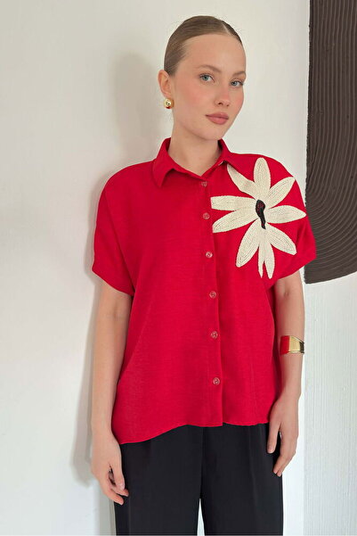 VERYMODA Floral Detailed Shirt - Red |   D2890