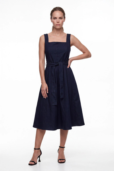 cemo Women's Belt Detailed Strappy Midi Dress