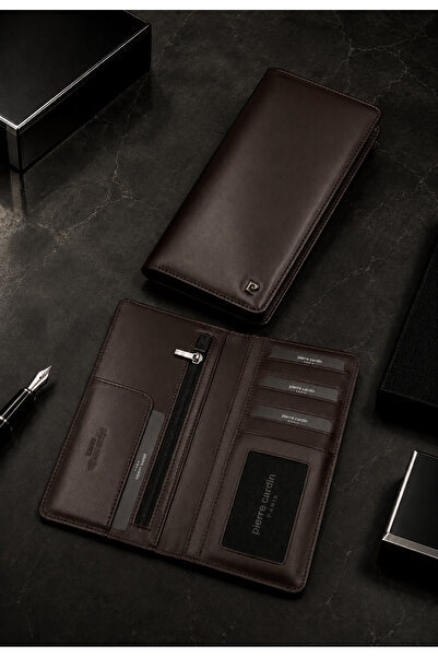 Pierre Cardin Brown Men's 100% Genuine Leather Vertical Wallet - Leather Wall...