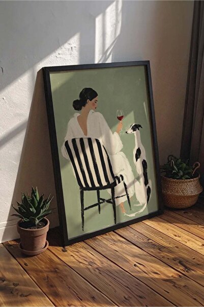 WogArts Minimal Kadın ve Köpek Poster | Modern Figüratif Duvar Posteri