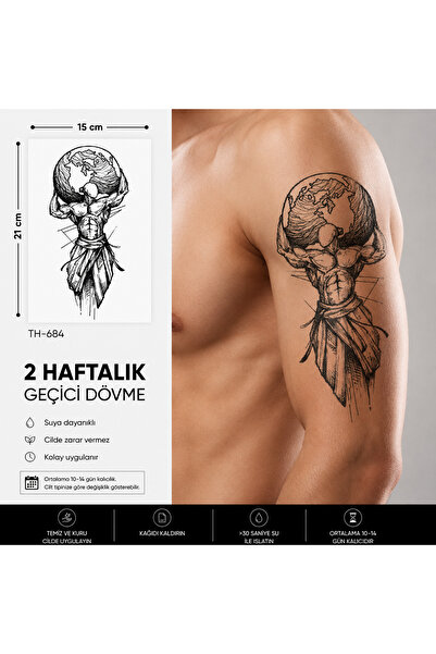 medink tattoo Gerçekci Geçici Dünya Desenli Dövme Yapıştırma Etiket Kadın Erk...