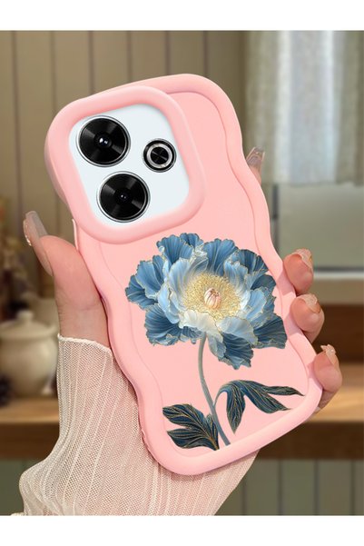 Hontinga Redmi 13X Compatible Case Camera Protector Pink Silicone Couple Phon...