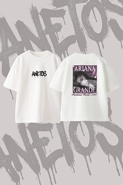 Anetos Ariana Grande_94 Σχέδιο με στάμπα στην πλάτη, βαμβακερό λευκό μπλουζάκ...