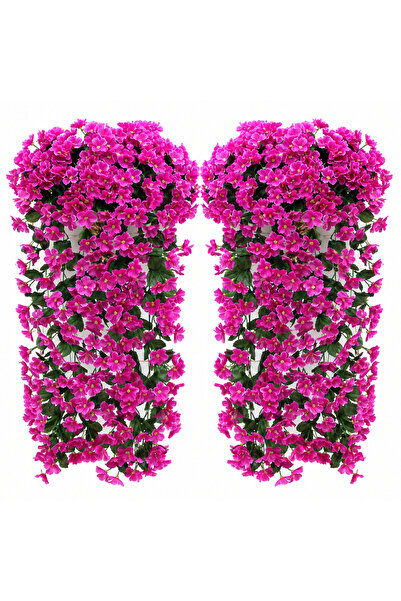 OricareFain Set of 4 Artificial Hanging Flowers Bouquets Violet, Artificial P...