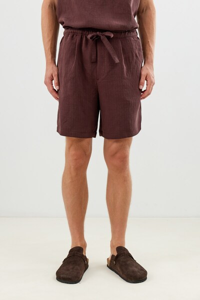 Antioch Burgundy Lyocell Blend Tie-Waist Men's Shorts