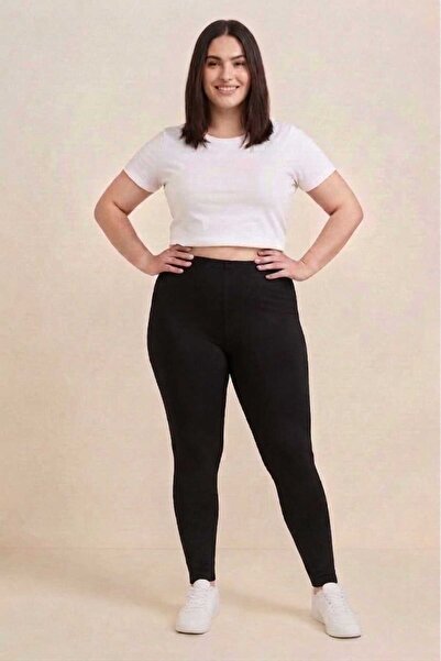 Brashop Women's Black Plus Size High Waist Cotton Lycra Gathering Long Leggin...