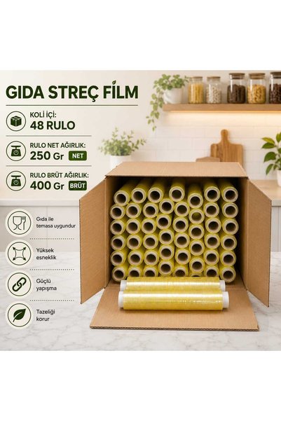 isopack gıda streç film 30 cm 100 metre 1 koli (48rl)