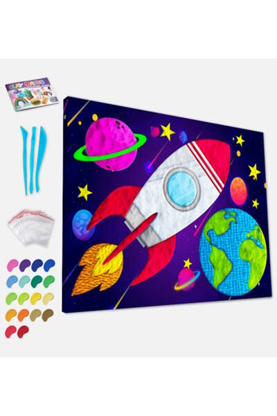 OEM Splat Planet Σετ "Ζωγραφικής" με Πηλό "Space" σε Καμβά 40x30cm