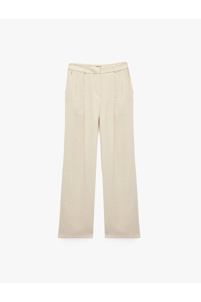 Koton Pile Detailed Viscose Fabric Wide Leg Trousers