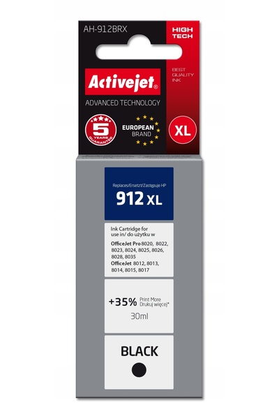 NO BRAND Cerneală ACTIVEJET pentru HP 912 XL 3YL84AE Negru 30 ml