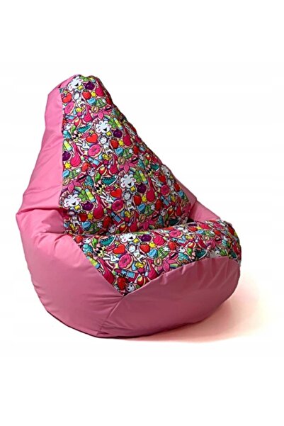 NO BRAND Pufa worek GO GIFT Grusza Druk Fairy Pink L 105 x 80 cm