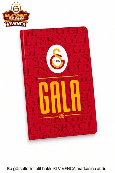 Galatasaray New Season Licensed Hard Cardboard Cover Lined Notepad Notebook with Vivenca 3 Pieces