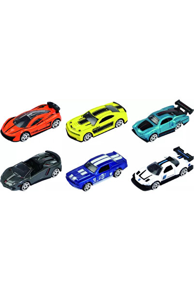 CEVODLE MACHETA DIE CAST, SET 6 MASINI CURSE, SCARA 1/64, 7.5CM, DIVERSE MODE...