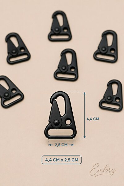 Emtory Home Siyah Karabina 2,5 cm Kanca– Olta Çanta vb Aparat Siyah Boyalı Me...