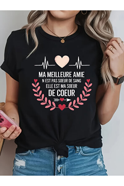 NOURAM تي شيرت نسائي بتصميم "Ma Meilleure Amie" مع حروف فرنسية، بلوزة بأكمام ...