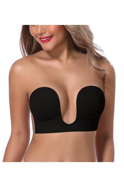 Sthxyfaith Women's Deep V Plunge Adhesive Backless Strapless Invisible Bra Br...