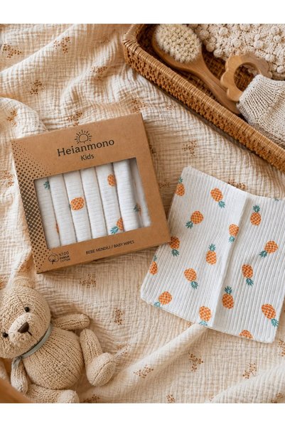 HEİANMONO Baby Mouth Wipes 100% Cotton Pineapple Patterned (7 Pieces) (Boxed)