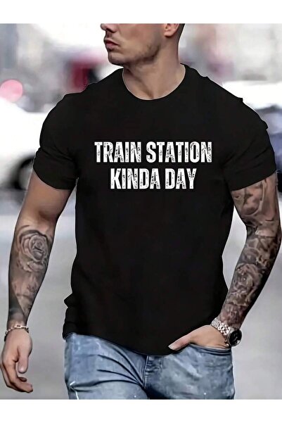 45 BPM Train Station Kinda Day Print Crew Neck T Shirt Short Sleeve Sports To...