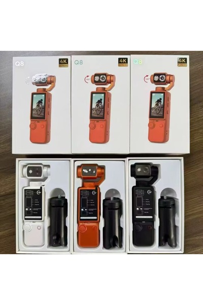 4K Ultra HD Aksiyon Kamerası 180° Dönebilen Lens 2.0 İnç IPS Ekran 2000 mAh Vlog Kamera Turuncu