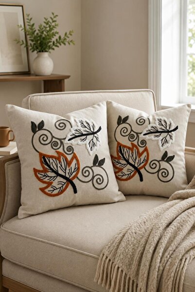Bella Home Punch Embroidery Cushion Cover (2 Pieces) 40 cm X 40 cm