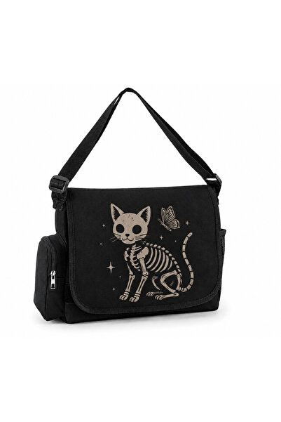 DEEFWEAR Cat Printed Unisex Black Messenger Bag Voluminous Postman Bag/ Lapto...