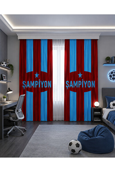 HOMESSA Burgundy Blue Champion Double Winged Children's Room Background Curtain
