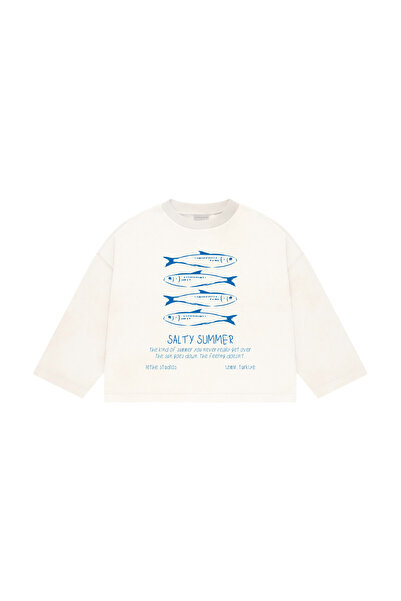 lethestudios Salty Summer Baskılı Uzun Kollu Basic T-Shirt